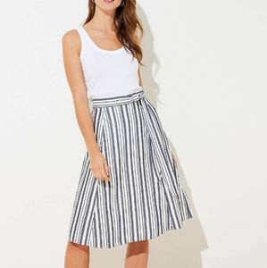 Loft 12 NWT Striped Tie Waist Midi Skirt
